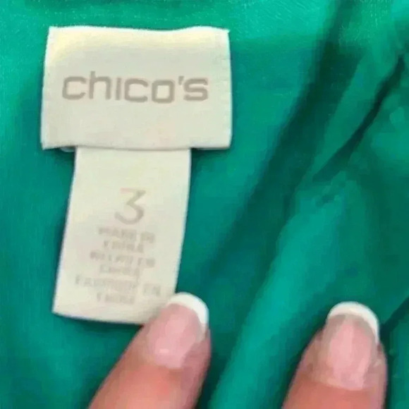 NWT Chico’s 100% Linen Side-Slit Tunic in Congo Green (Size XL/3) - Picture 9 of 16